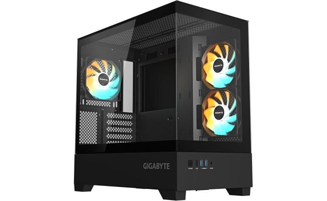 GIGABYTE C201 Panoramic PC Case - Mid Tower, m-ATX, 360mm Radiator Support, 3 Pre-Installed Fans, USB 3.0, Support RGB Fusion, Black